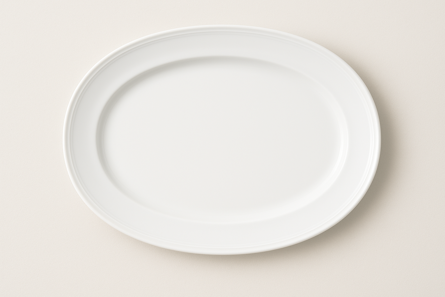 Bone China Oval Platter 14.375" - Rim Style Avery White