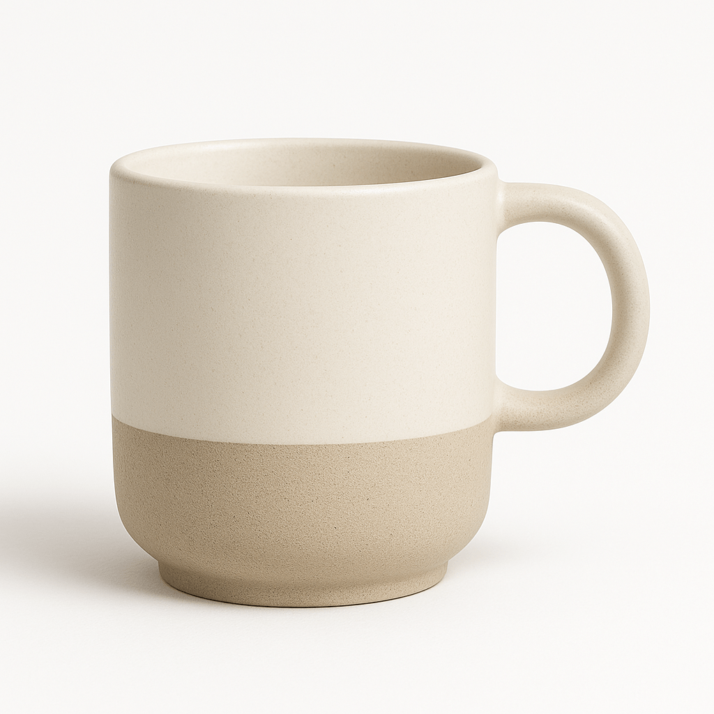 Stoneware Stacking Cup – 11 oz (White Matte Glaze, Raw Edge) - MH Made